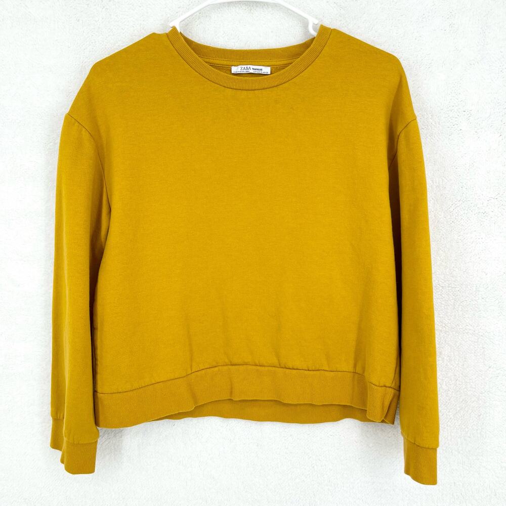 Zara Trafaluc Mustard Yellow Crewneck Long Sleeve Sweatshirt Women's Small‎